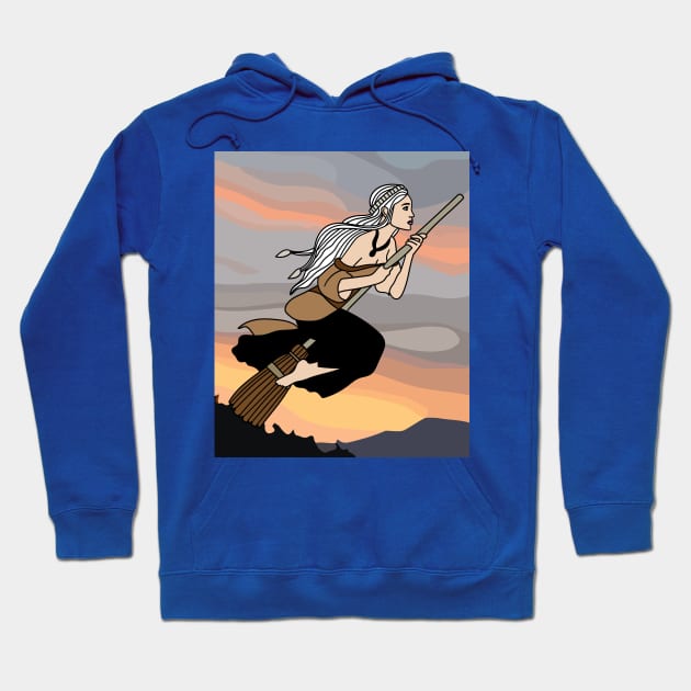 Flying Witch On A Broomstick With A Hat Hoodie by flofin